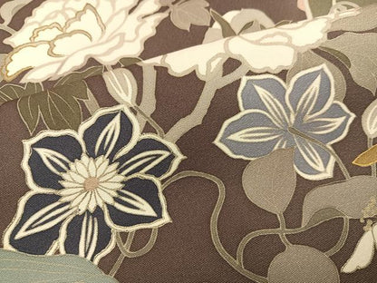 平和屋着物●訪問着　刺繍　草花文　金彩　正絹　逸品　AABJ1265ph