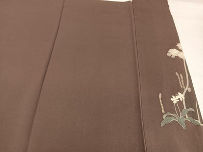 平和屋着物●訪問着　刺繍　草花文　金彩　正絹　逸品　AABJ1265ph