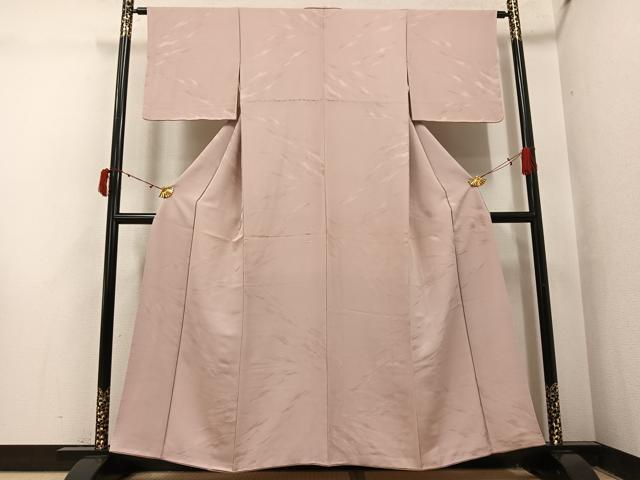 平和屋着物●上質な色無地　霞地紋　白茶色　正絹　逸品　AABJ1267ph