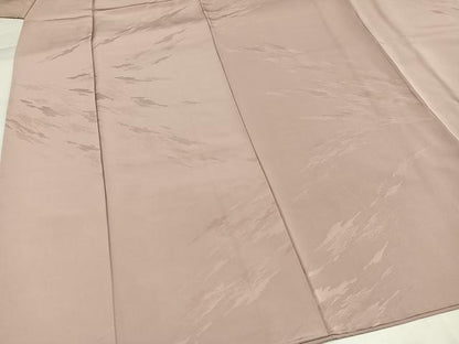 平和屋着物●上質な色無地　霞地紋　白茶色　正絹　逸品　AABJ1267ph
