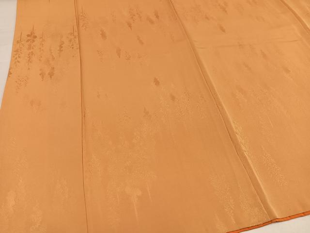 平和屋着物●上質な色無地　樹林地紋　杏色　正絹　逸品　AABJ1269ph