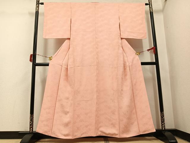 平和屋着物●上質な色無地　人物地紋　一斤染色　正絹　逸品　AABJ1271ph