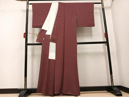 平和屋着物●上質な色無地　作家物　草木染　栗皮茶色　松坂屋扱い　正絹　逸品　AABJ1273ph
