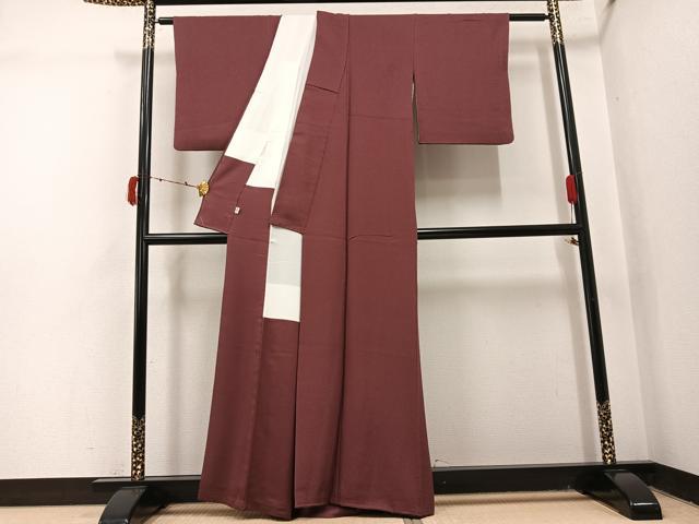 平和屋着物●上質な色無地　作家物　草木染　栗皮茶色　松坂屋扱い　正絹　逸品　AABJ1273ph
