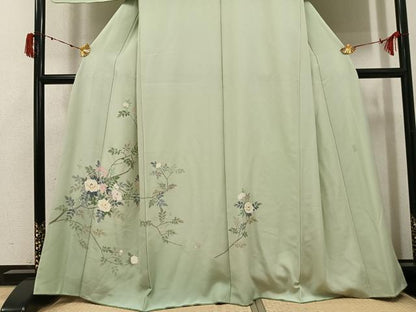 平和屋着物●訪問着　友禅　作家物　枝花文　正絹　逸品　AABJ1276ph