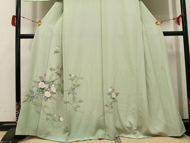 平和屋着物●訪問着　友禅　作家物　枝花文　正絹　逸品　AABJ1276ph