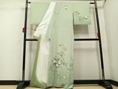 平和屋着物●訪問着　友禅　作家物　枝花文　正絹　逸品　AABJ1276ph