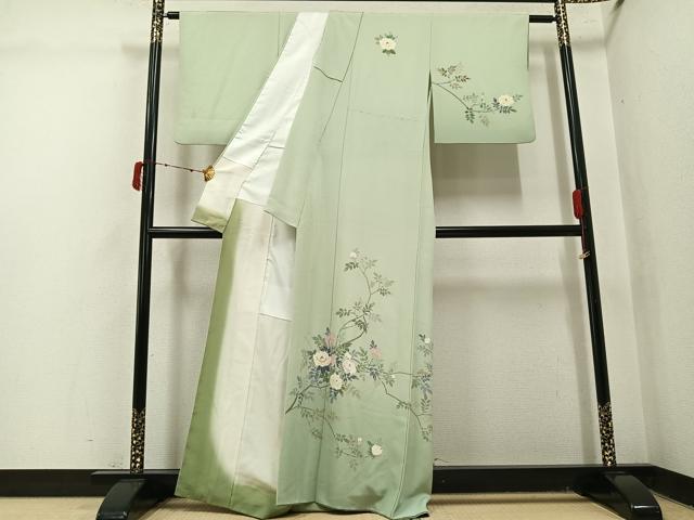 平和屋着物●訪問着　友禅　作家物　枝花文　正絹　逸品　AABJ1276ph