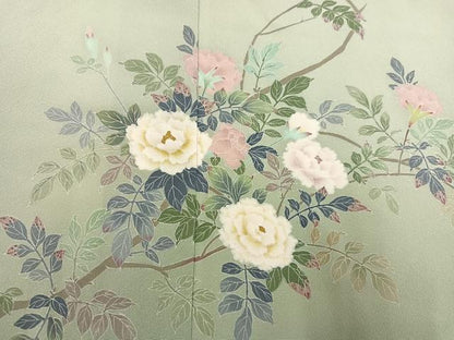 平和屋着物●訪問着　友禅　作家物　枝花文　正絹　逸品　AABJ1276ph
