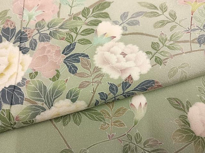平和屋着物●訪問着　友禅　作家物　枝花文　正絹　逸品　AABJ1276ph