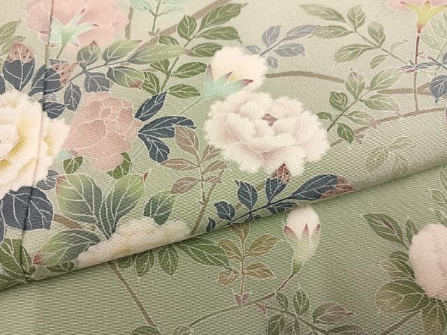 平和屋着物●訪問着　友禅　作家物　枝花文　正絹　逸品　AABJ1276ph