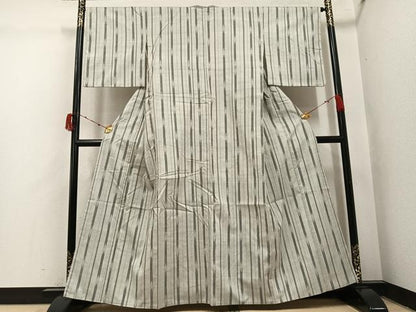 平和屋着物●上質な紬　矢羽文　正絹　逸品　AABJ1279ph