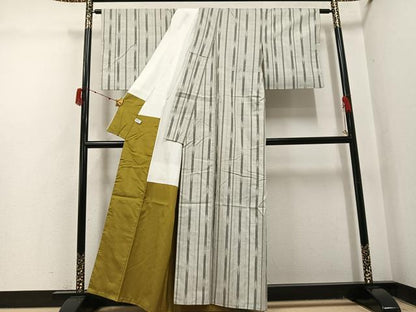 平和屋着物●上質な紬　矢羽文　正絹　逸品　AABJ1279ph