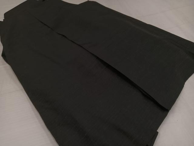 平和屋着物●男性　馬乗り袴　紬地　黒地　正絹　逸品　AABJ1280ph