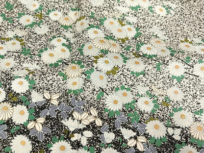 平和屋着物●訪問着　枝花文　たたき染め　黒地　正絹　逸品　AABJ1283ph