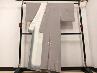 平和屋着物●本加賀友禅作家　清藤宏　訪問着　枝花文　正絹　逸品　AABJ1284ph
