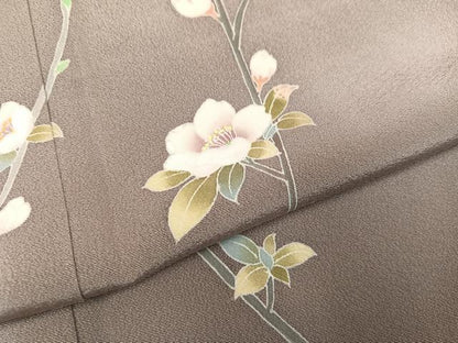 平和屋着物●本加賀友禅作家　清藤宏　訪問着　枝花文　正絹　逸品　AABJ1284ph