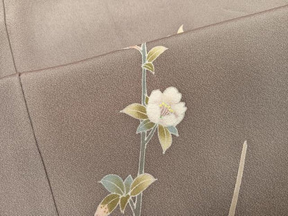 平和屋着物●本加賀友禅作家　清藤宏　訪問着　枝花文　正絹　逸品　AABJ1284ph