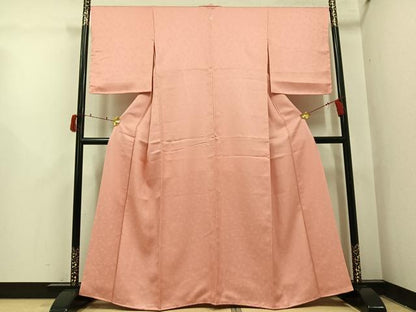 平和屋着物●上質な色無地　花唐草地紋　宍色　正絹　逸品　AABJ1285ph