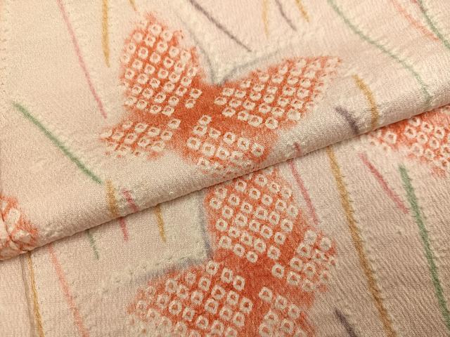 平和屋着物●訪問着　絞り　舞蝶文　正絹　逸品　AABJ1290ph