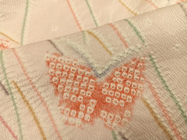 平和屋着物●訪問着　絞り　舞蝶文　正絹　逸品　AABJ1290ph