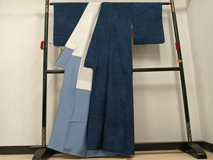 平和屋着物●上質な紬　流水文　正絹　逸品　AABJ1294ph