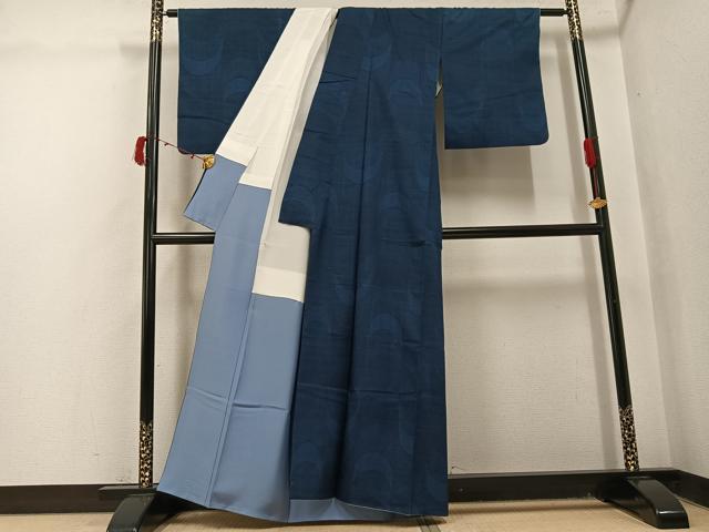 平和屋着物●上質な紬　流水文　正絹　逸品　AABJ1294ph