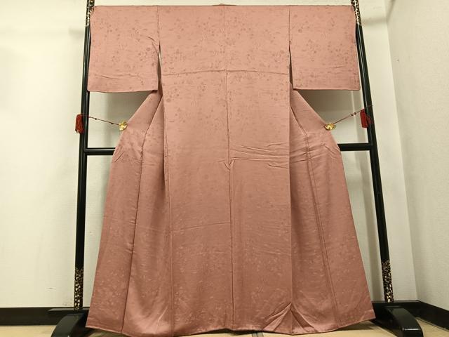 平和屋着物●上質な色無地　風景草花地紋　ときがら茶色　やまと誂製　正絹　逸品　AABJ1299ph