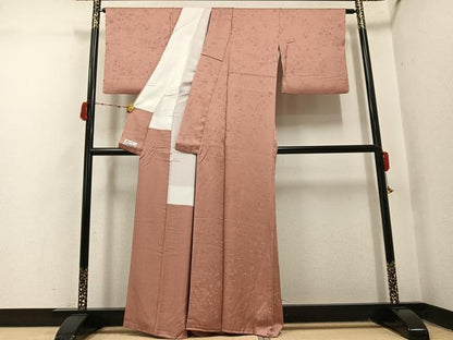 平和屋着物●上質な色無地　風景草花地紋　ときがら茶色　やまと誂製　正絹　逸品　AABJ1299ph
