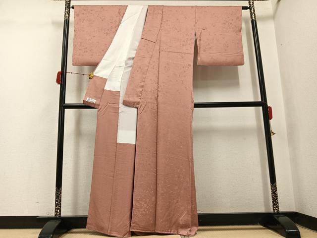 平和屋着物●上質な色無地　風景草花地紋　ときがら茶色　やまと誂製　正絹　逸品　AABJ1299ph