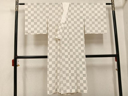 平和屋着物●長襦袢　単衣　市松文様　正絹　逸品　AABJ1301ph
