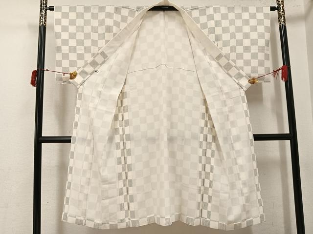 平和屋着物●長襦袢　単衣　市松文様　正絹　逸品　AABJ1301ph