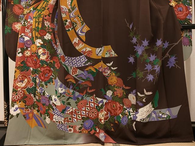 平和屋着物●豪華振袖　友禅　草花文　正絹　逸品　AABJ1304ph