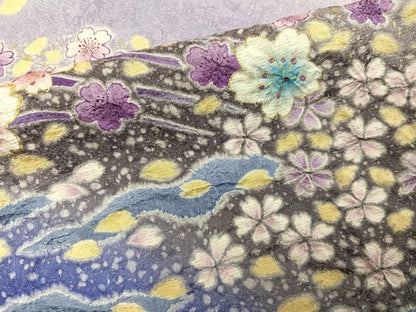 平和屋着物●豪華振袖　作家物　絞り　舞桜文　暈し染め　銀通し地　正絹　逸品　AABJ1305ph