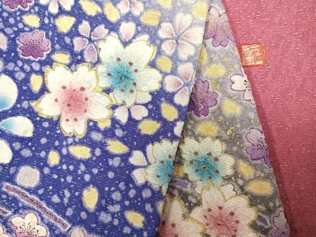 平和屋着物●豪華振袖　作家物　絞り　舞桜文　暈し染め　銀通し地　正絹　逸品　AABJ1305ph