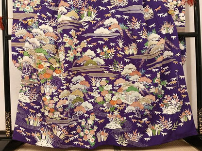 平和屋着物●豪華振袖　作家物　駒刺繍　流水風景草花文　金彩　小田急百貨店扱い　正絹　逸品　AABJ1306ph