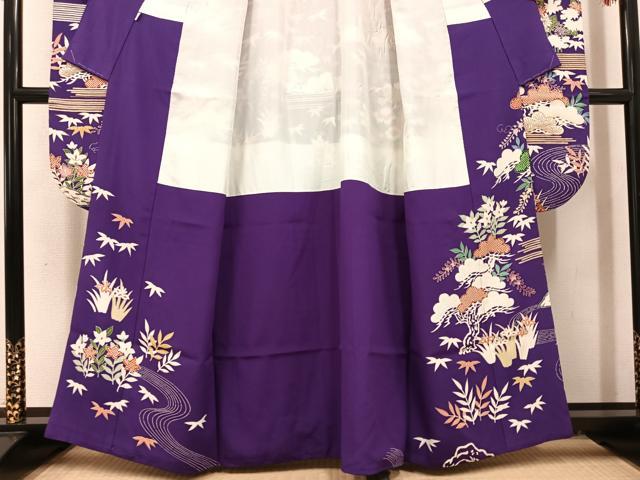 平和屋着物●豪華振袖　作家物　駒刺繍　流水風景草花文　金彩　小田急百貨店扱い　正絹　逸品　AABJ1306ph