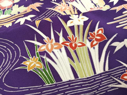 平和屋着物●豪華振袖　作家物　駒刺繍　流水風景草花文　金彩　小田急百貨店扱い　正絹　逸品　AABJ1306ph
