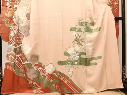 平和屋着物●豪華振袖　エ霞草花文　金銀彩　正絹　逸品　AABJ1309ph