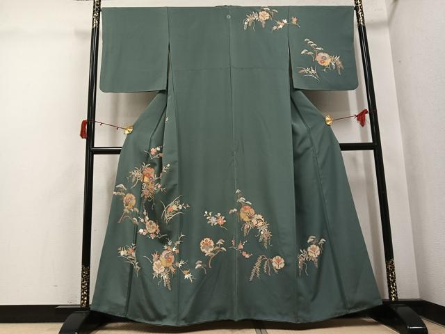 平和屋着物●訪問着　雪輪草花文　金彩　正絹　逸品　AABJ1310ph