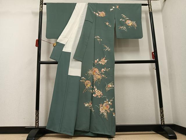 平和屋着物●訪問着　雪輪草花文　金彩　正絹　逸品　AABJ1310ph