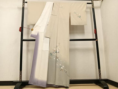 平和屋着物●訪問着　友禅　作家物　枝花文　暈し染め　正絹　逸品　AABJ1311ph