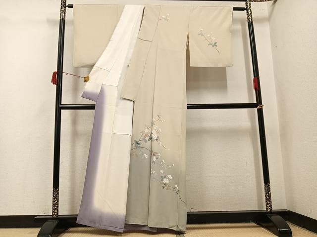 平和屋着物●訪問着　友禅　作家物　枝花文　暈し染め　正絹　逸品　AABJ1311ph