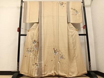 平和屋着物●訪問着　駒刺繍　花籠文　暈し染め　金彩　鈴乃屋扱い　正絹　逸品　未使用　AABJ1313ph
