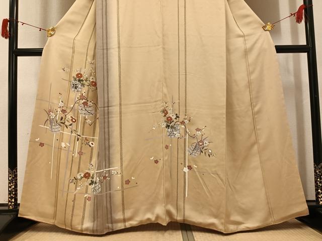 平和屋着物●訪問着　駒刺繍　花籠文　暈し染め　金彩　鈴乃屋扱い　正絹　逸品　未使用　AABJ1313ph