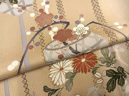 平和屋着物●訪問着　駒刺繍　花籠文　暈し染め　金彩　鈴乃屋扱い　正絹　逸品　未使用　AABJ1313ph