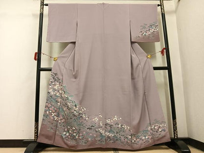 平和屋着物●訪問着　友禅　松竹梅　風景草花文　暈し染め　さが美扱い　正絹　逸品　未使用　AABJ1314ph