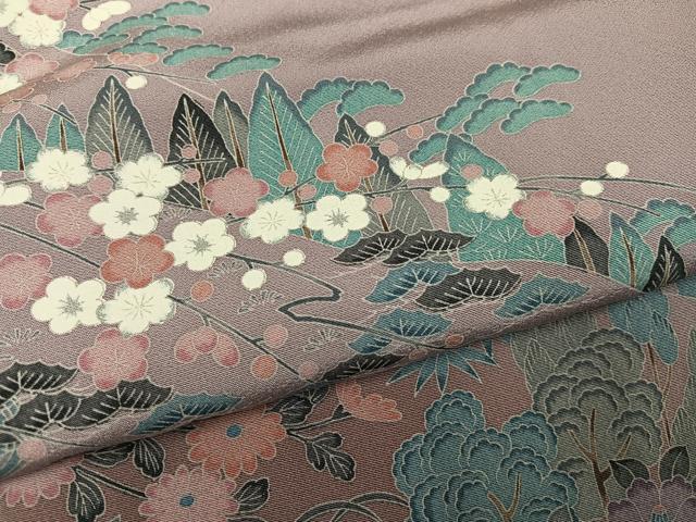平和屋着物●訪問着　友禅　松竹梅　風景草花文　暈し染め　さが美扱い　正絹　逸品　未使用　AABJ1314ph