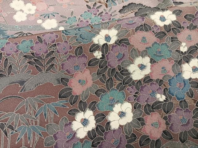 平和屋着物●訪問着　友禅　松竹梅　風景草花文　暈し染め　さが美扱い　正絹　逸品　未使用　AABJ1314ph