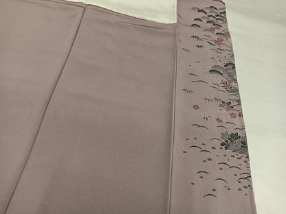 平和屋着物●訪問着　友禅　松竹梅　風景草花文　暈し染め　さが美扱い　正絹　逸品　未使用　AABJ1314ph